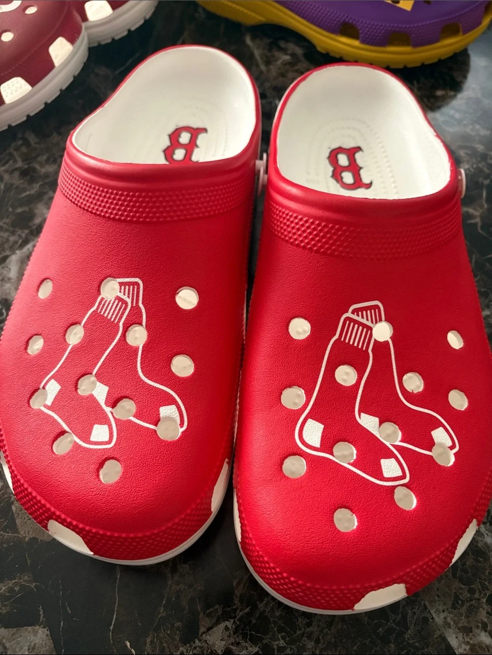 CROCS Red Slip-On Clog with White Boston Red Sox Logo
